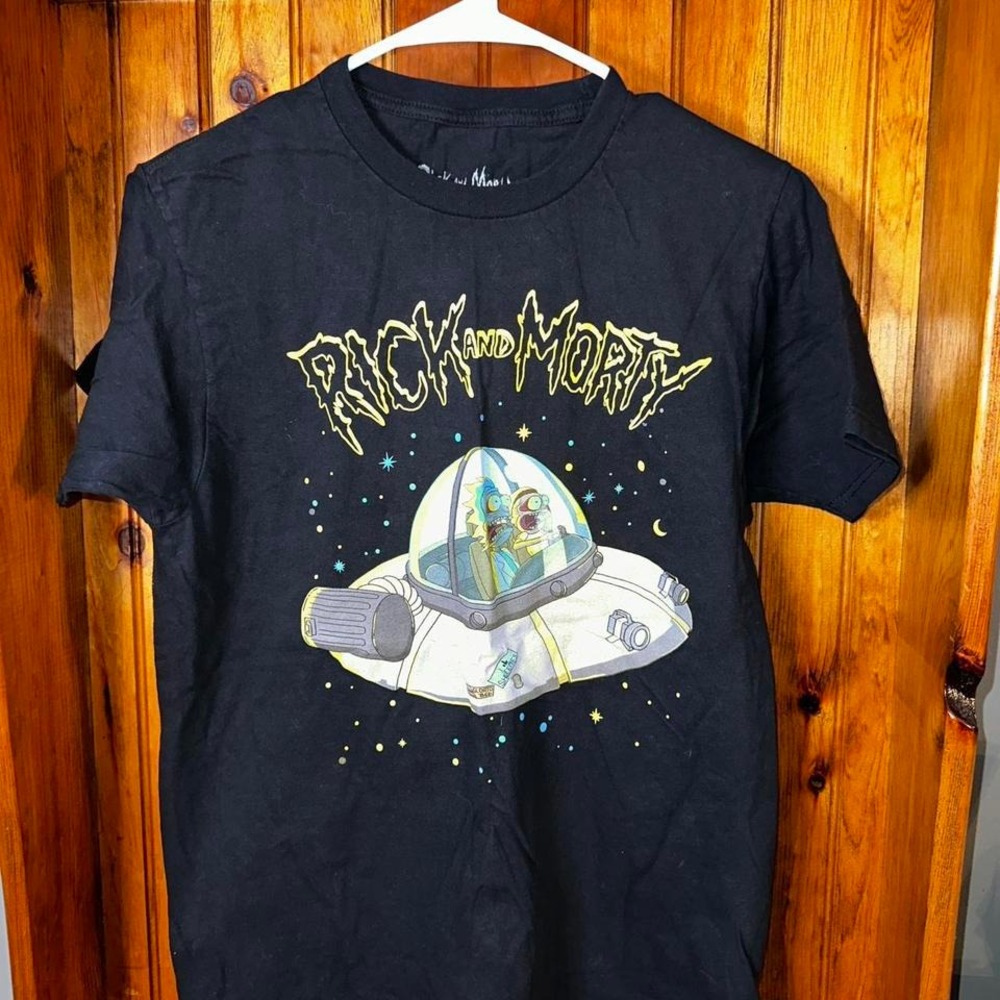 Ripple Junction Rick and Morty T-Shirt Medium Black Space Cruiser Graphic‎ Tee